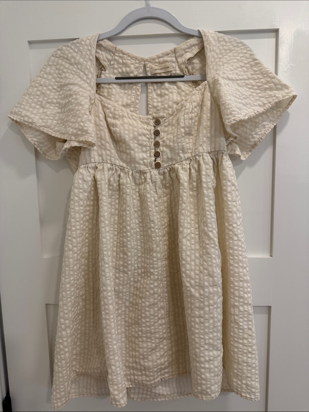 Urban Outfitters Saturday Morning Frock Dress Ivory Cotton Linen Blend Size M